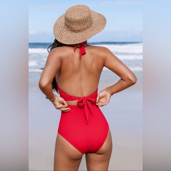 Red High Rise Ruffle Top Bikini - Picture 2 of 4